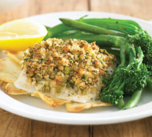 Pistachio and herb crusted fish