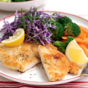 Austrian chicken schnitzel with red cabbage coleslaw