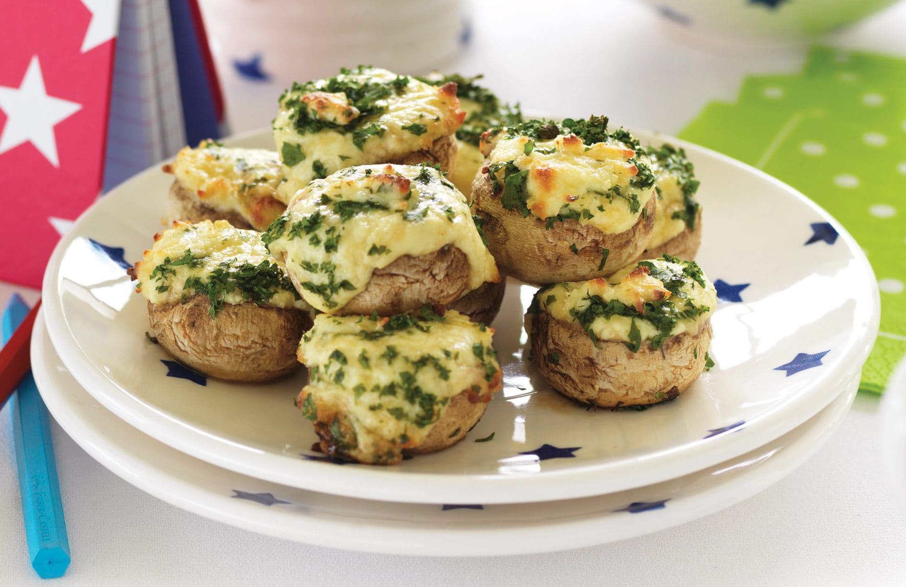 Baked cheesy mushrooms