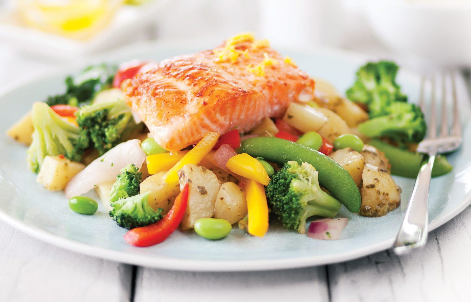 Baked salmon with roasted veges