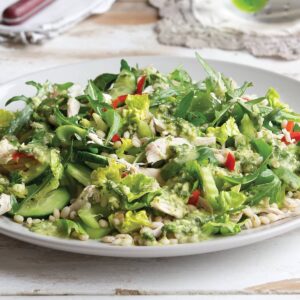 Barley, chicken and mint salad