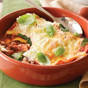 Beef, onion and thyme lasagne