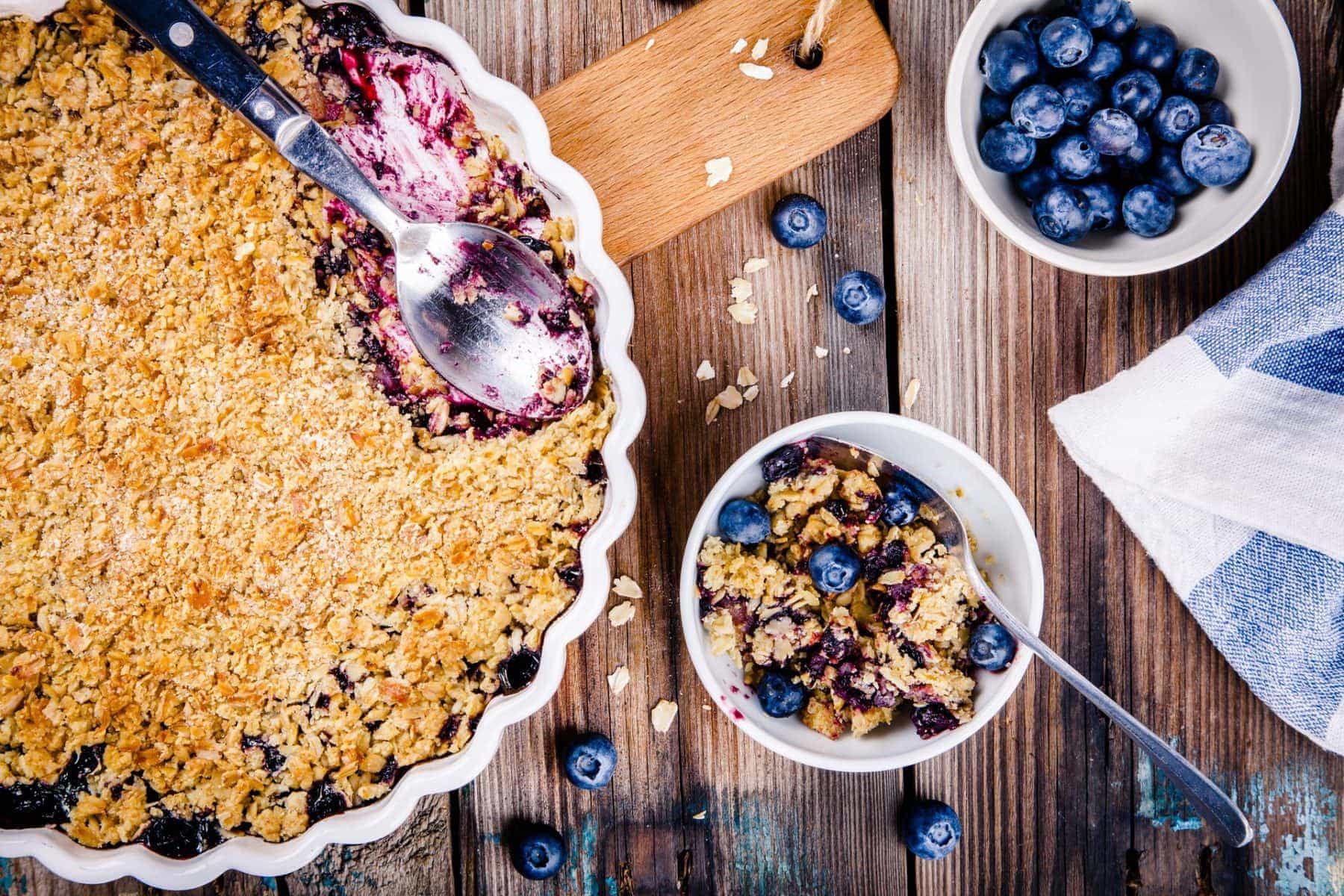 Blueberry and apple crumble