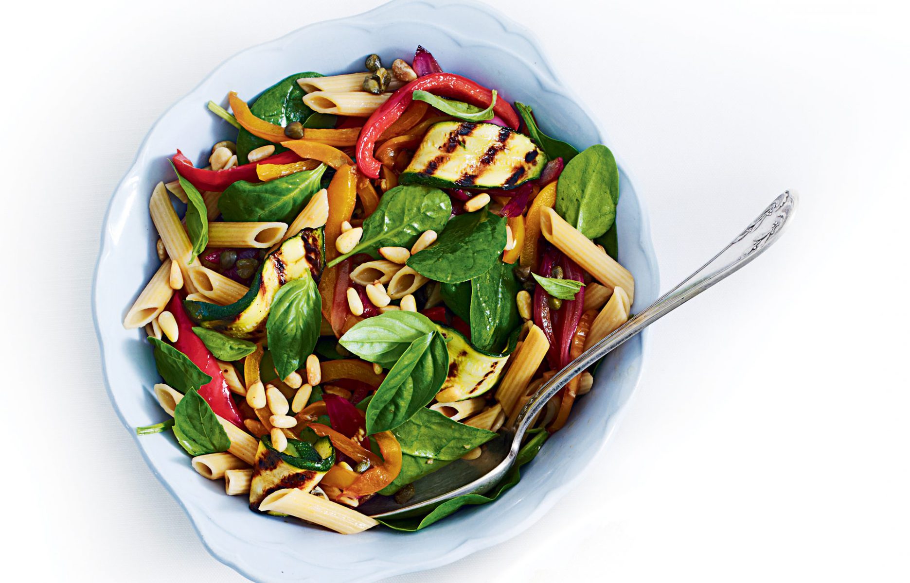 Capsicum and basil pasta salad