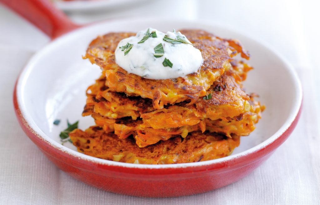 Carrot and feta fritters Carrot and feta fritters