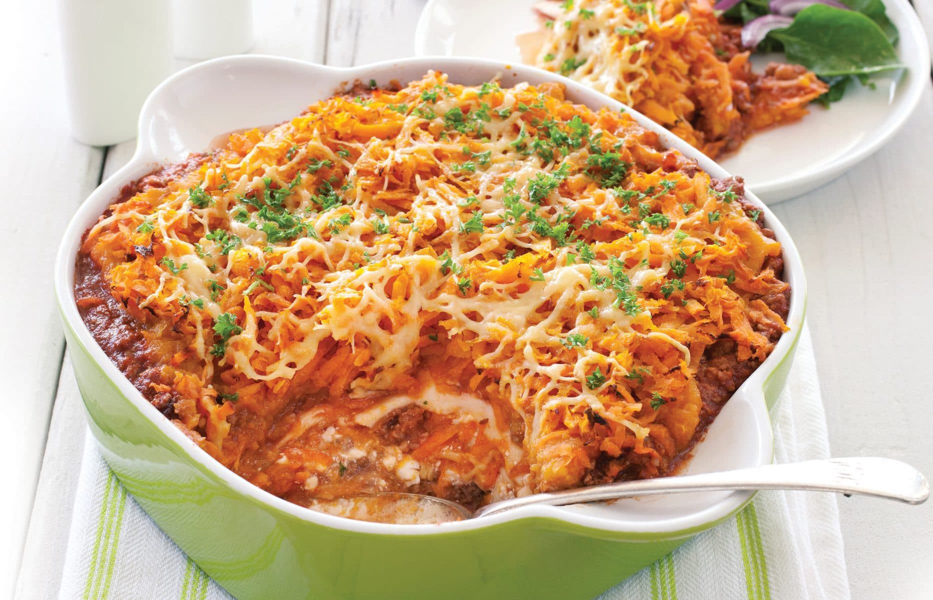Cheesy beef and carrot stack