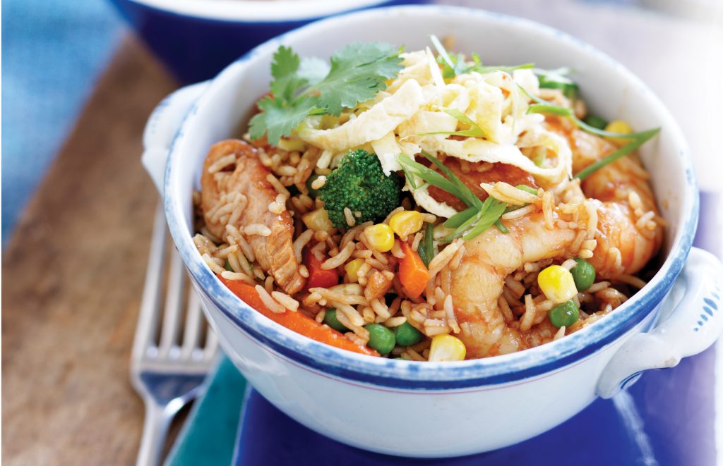 Chicken and prawn fried rice Chicken and prawn fried rice