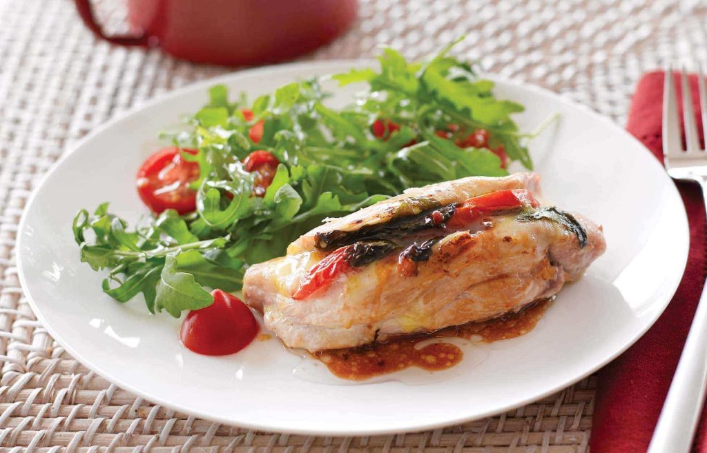 Chicken stuffed with mozzarella, basil and tomatoes