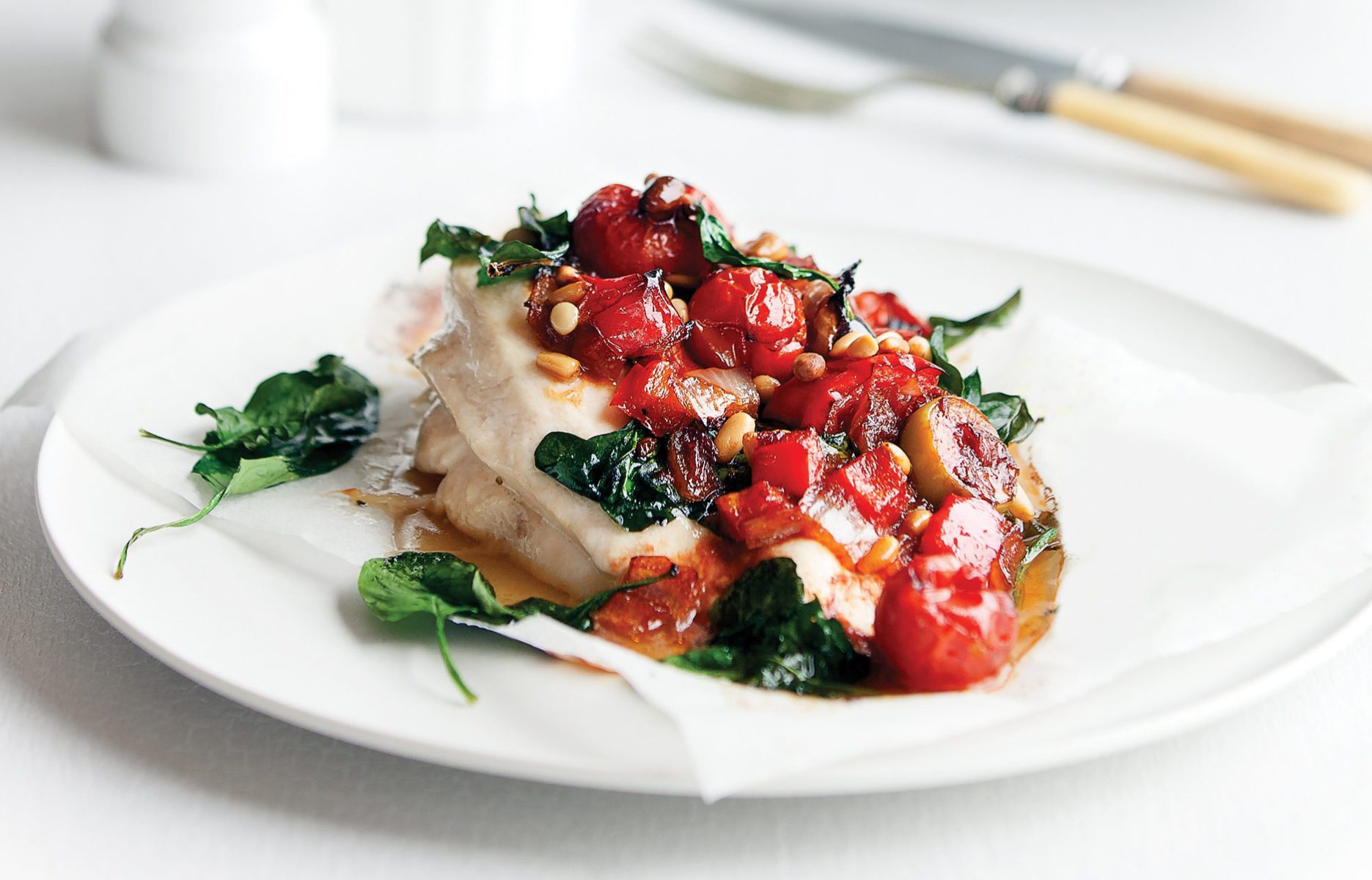 Chicken with tomato and olive pesto