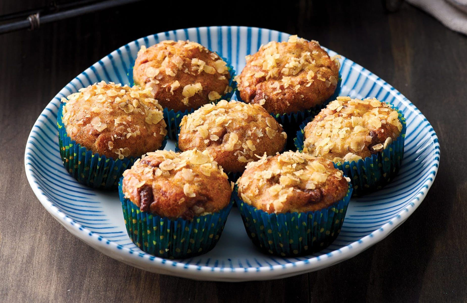 Choc chip, banana and oat mini muffins