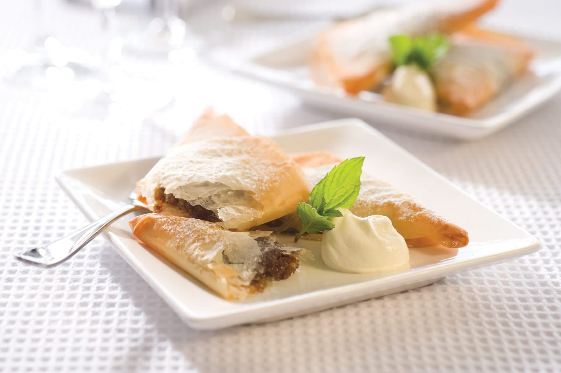 Christmas mincemeat and filo triangles