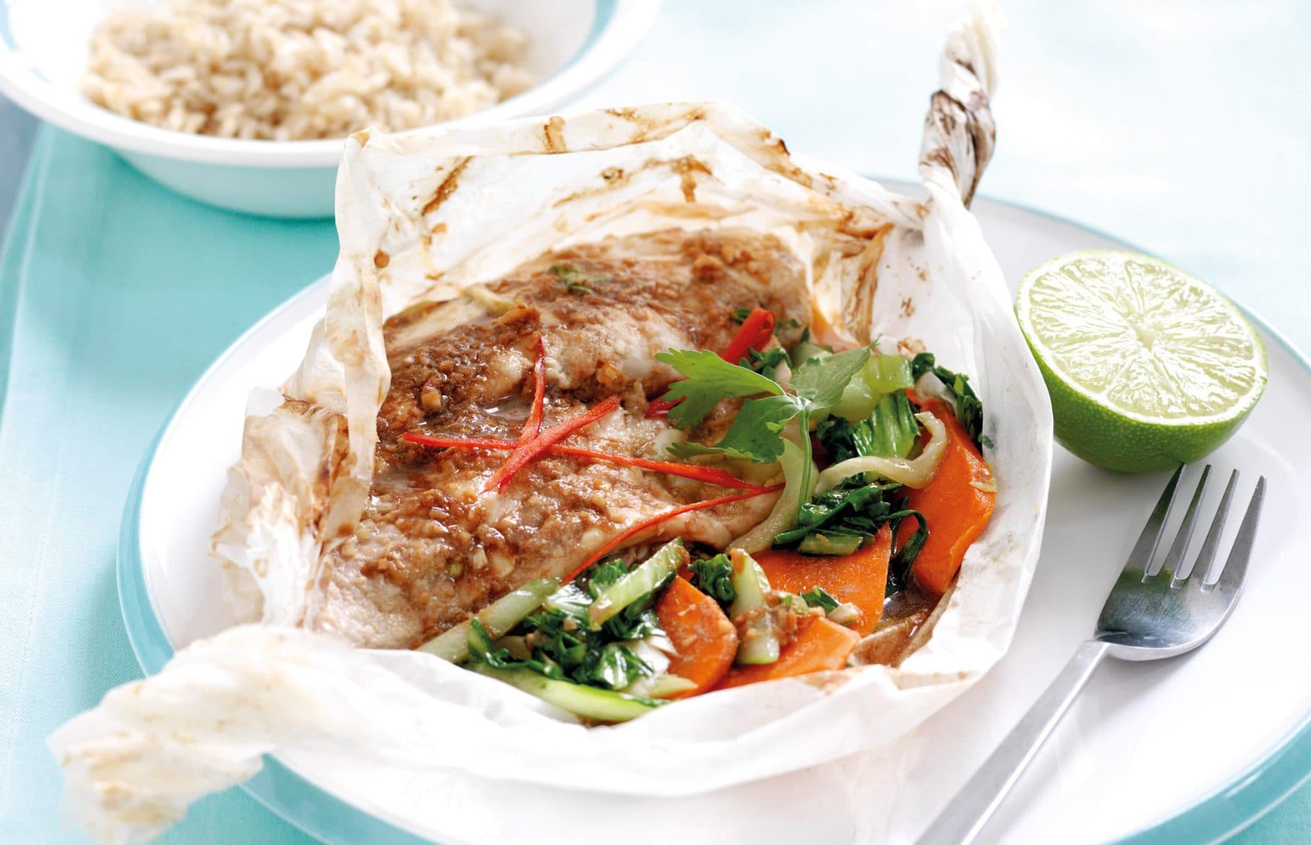 Coconut and lemongrass fish parcels