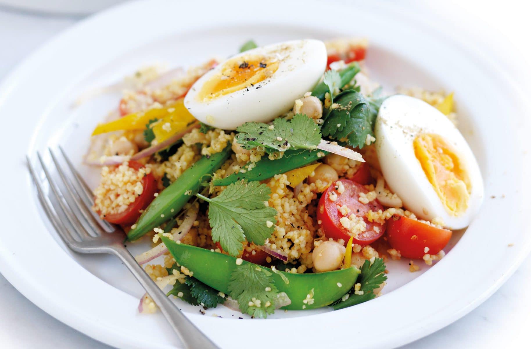 Couscous, vegetable and egg salad