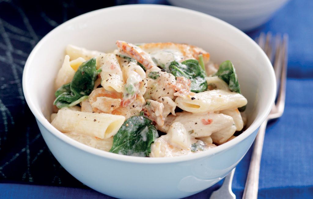 Creamy chicken and sun-dried tomato penne