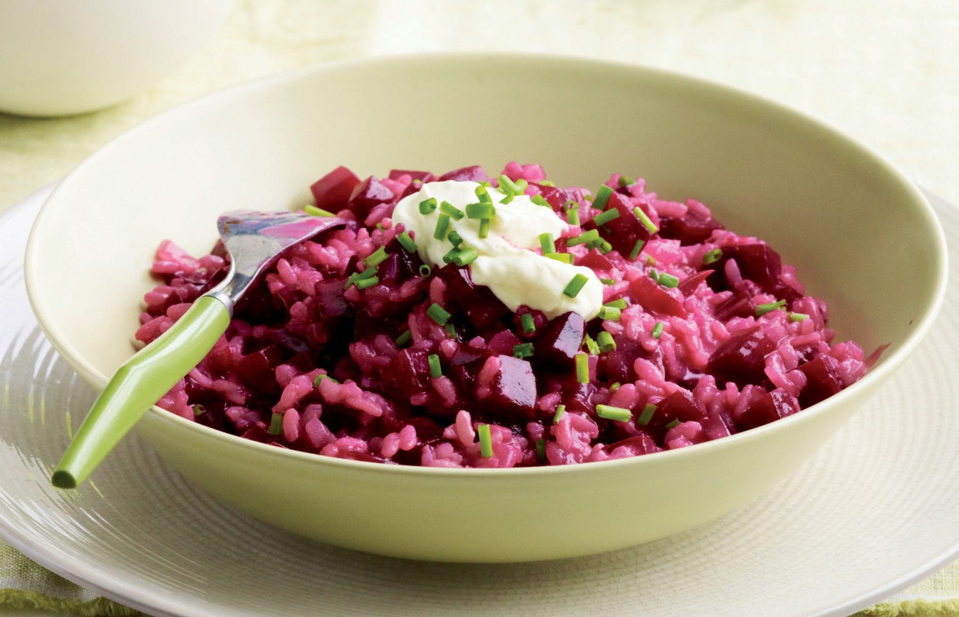 Creamy roasted beetroot and chive risotto