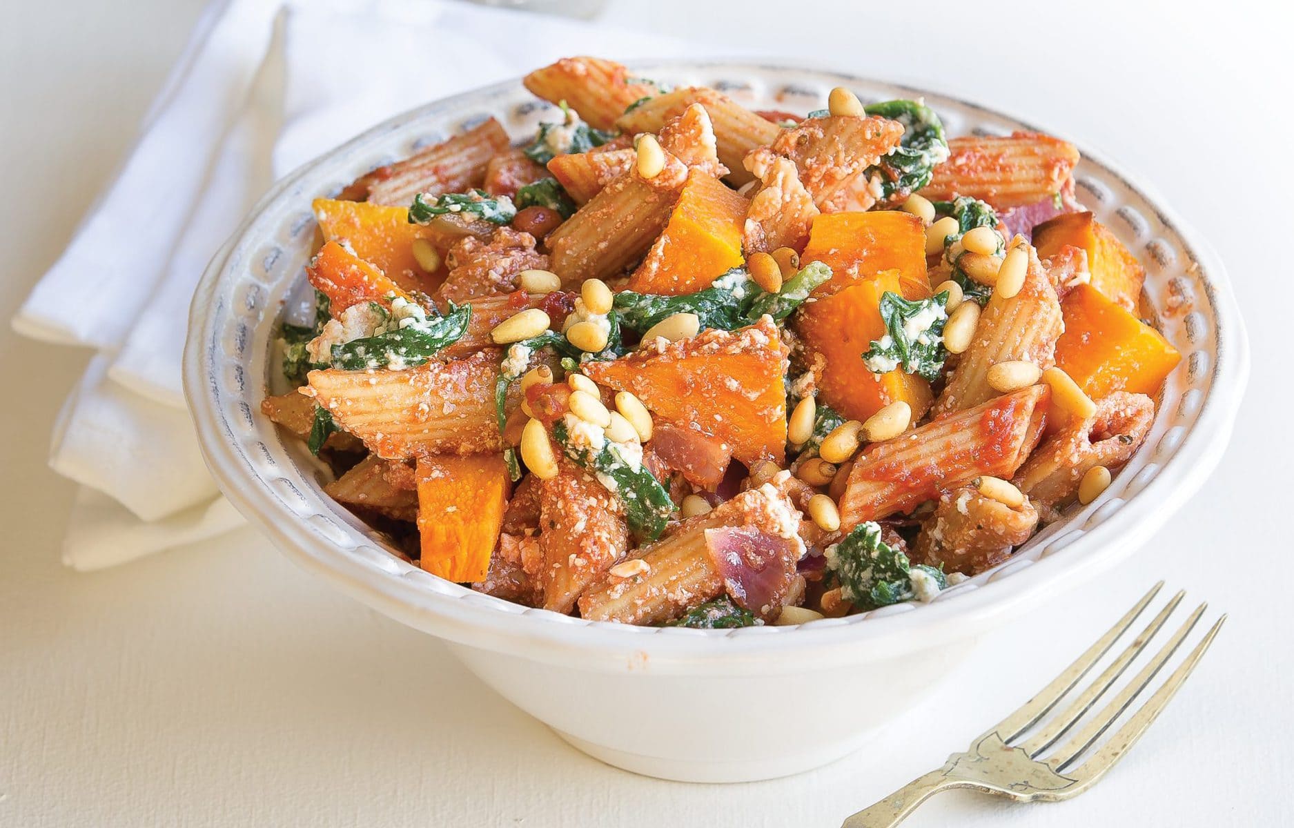 Creamy tofu and pumpkin pasta