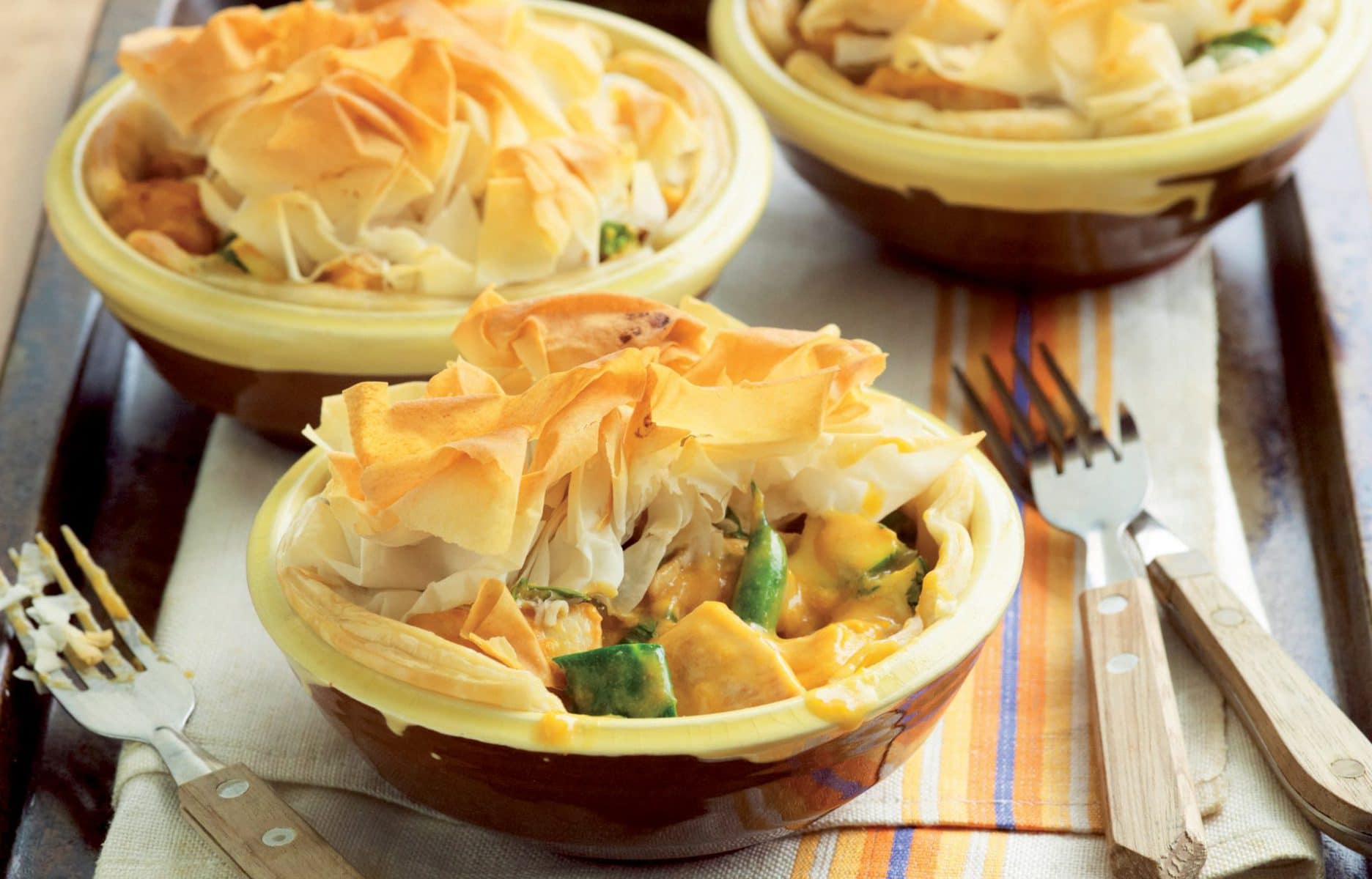 Curried chicken pies