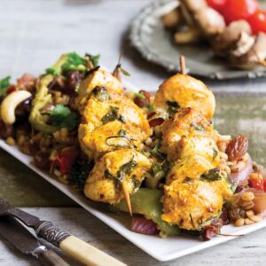 Curry chicken kebabs