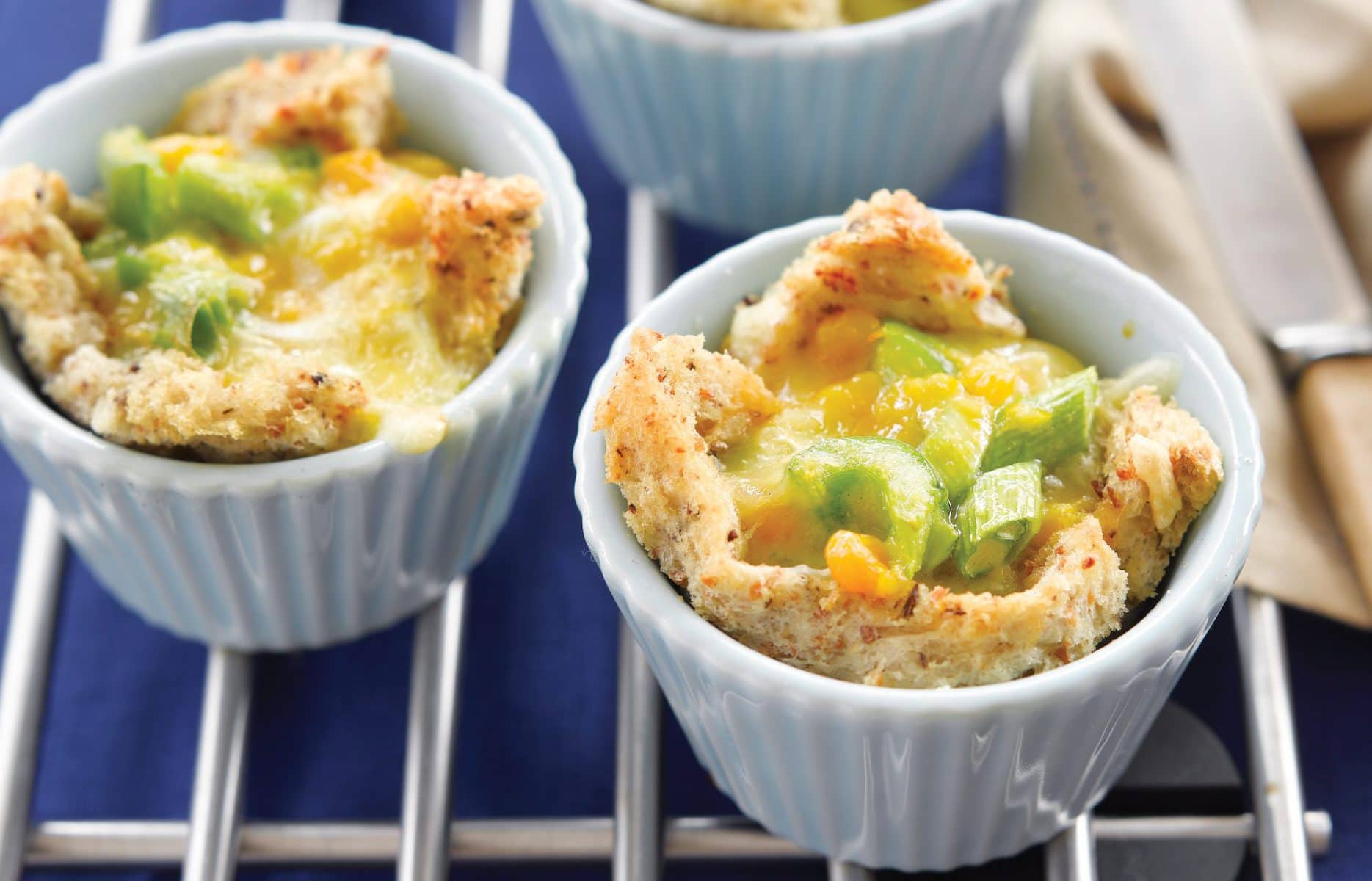 Easy corn and capsicum quiches