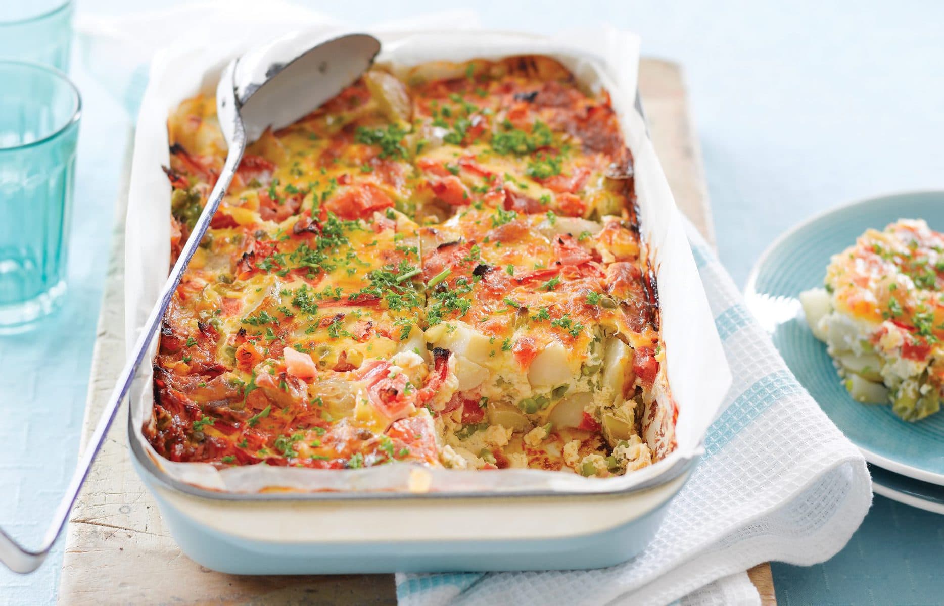 Easy pea and potato frittata