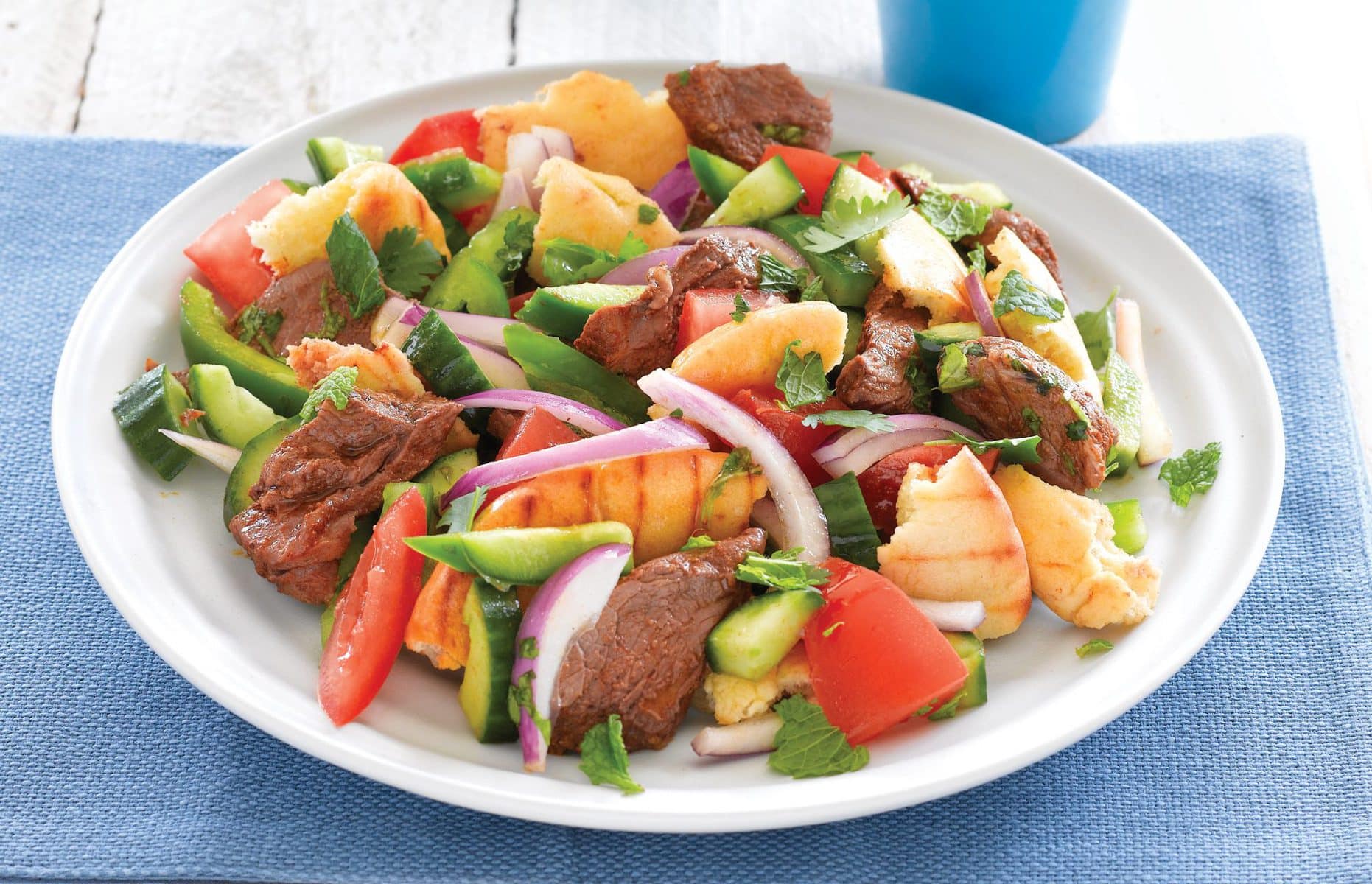 Fatoush with lamb