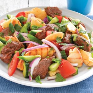 Fatoush with lamb