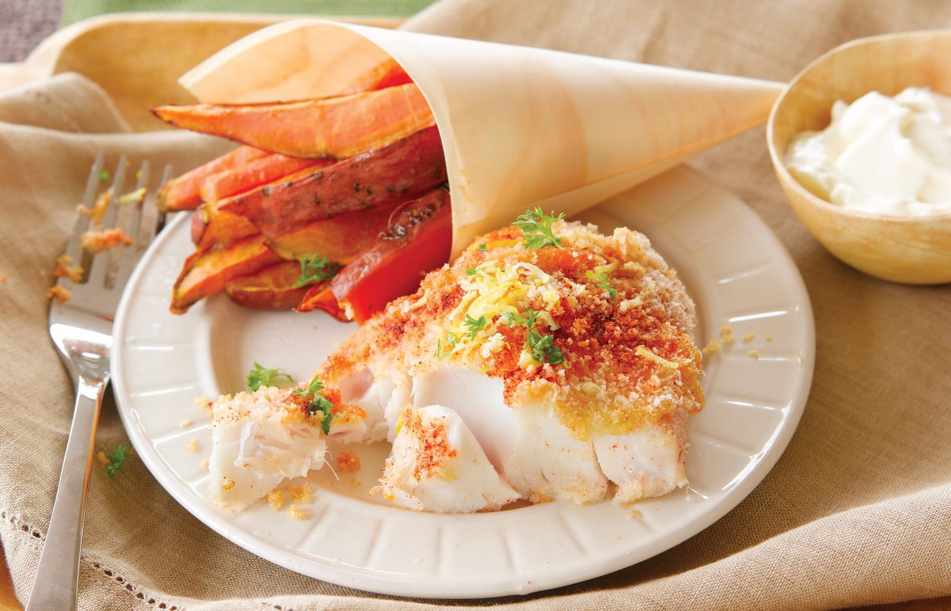 Fish and sweet potato chips