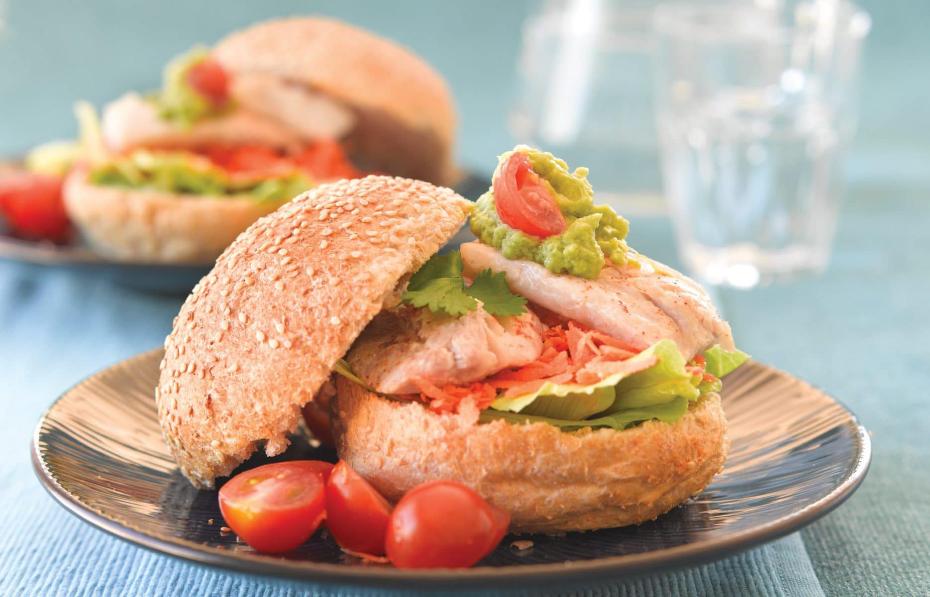 Fish burgers with avo salsa