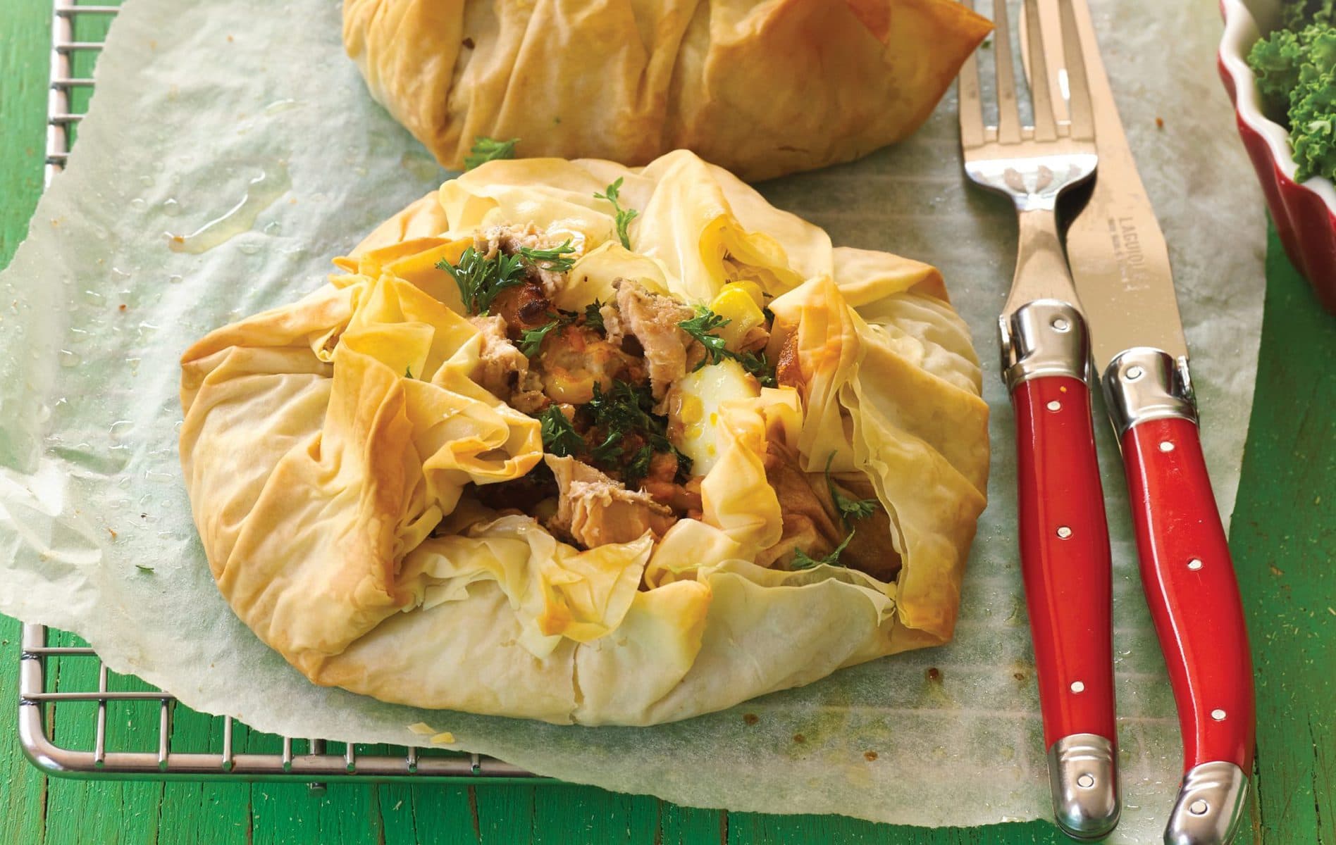 Freeform filo fish pies