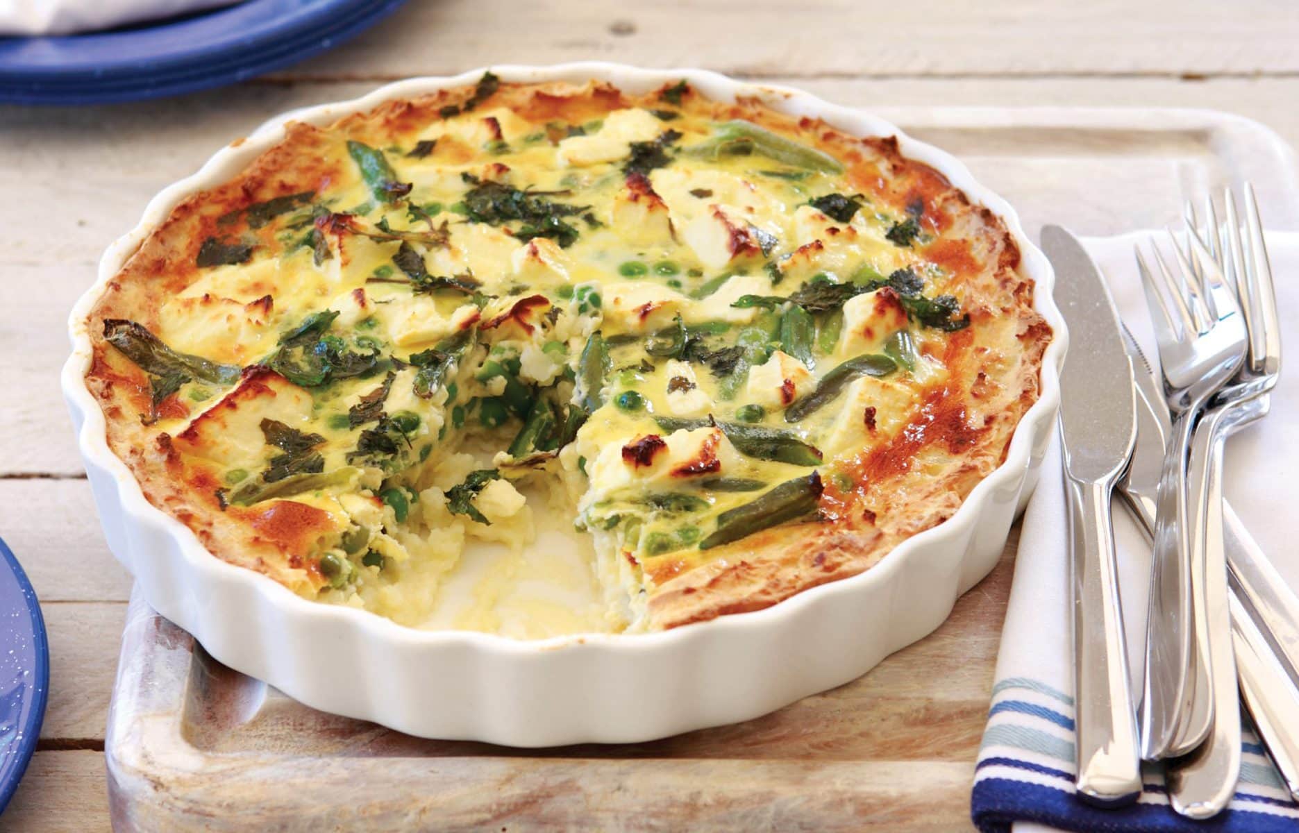 Gluten-free potato, pea and mint quiche