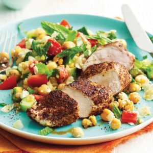 Grilled chicken with fresh summer salad
