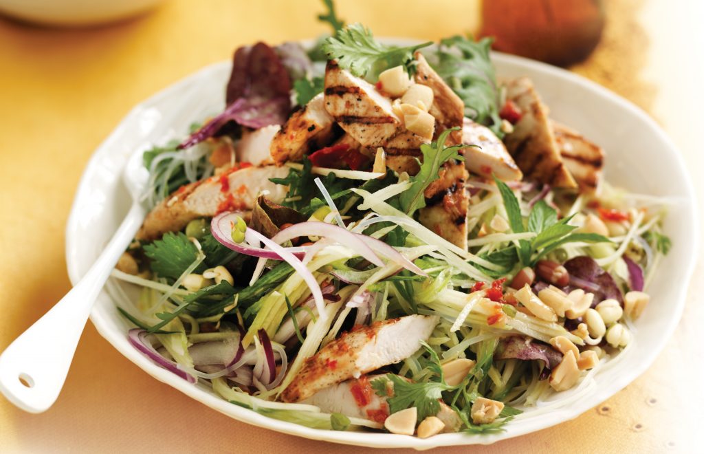 Grilled chilli chicken with green mango salad Grilled chilli chicken with green mango salad