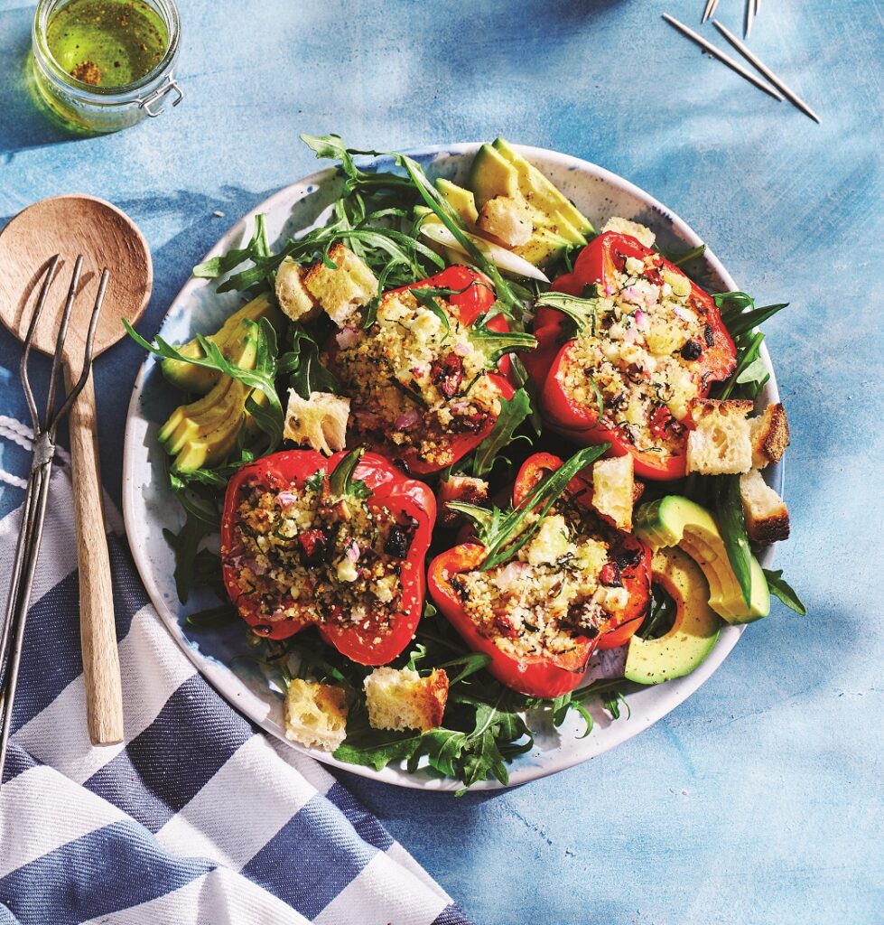 Garlic-stuffed capsicums