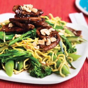 Honey-soy glazed pork with broccolini noodles