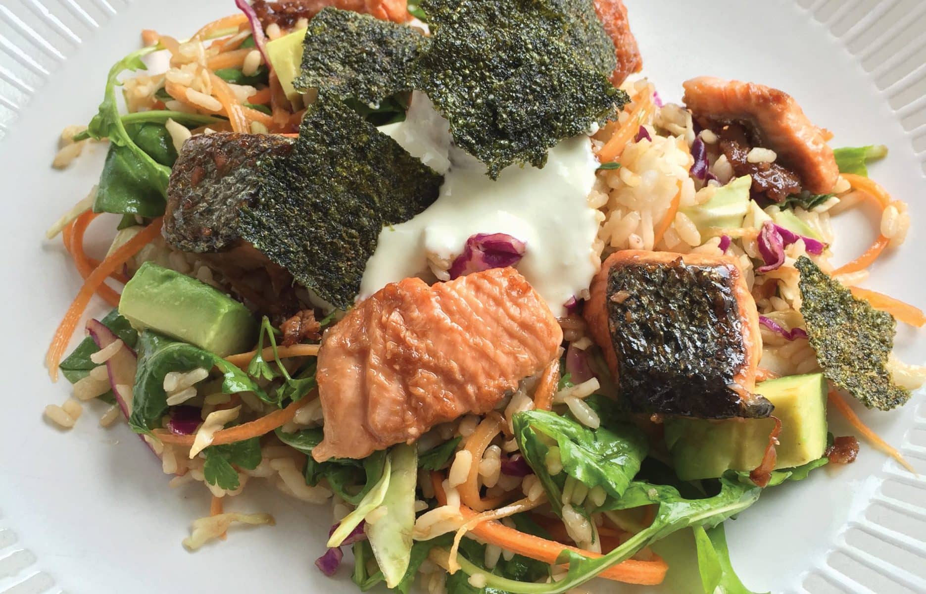 Salmon sushi salad