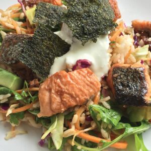 Salmon sushi salad