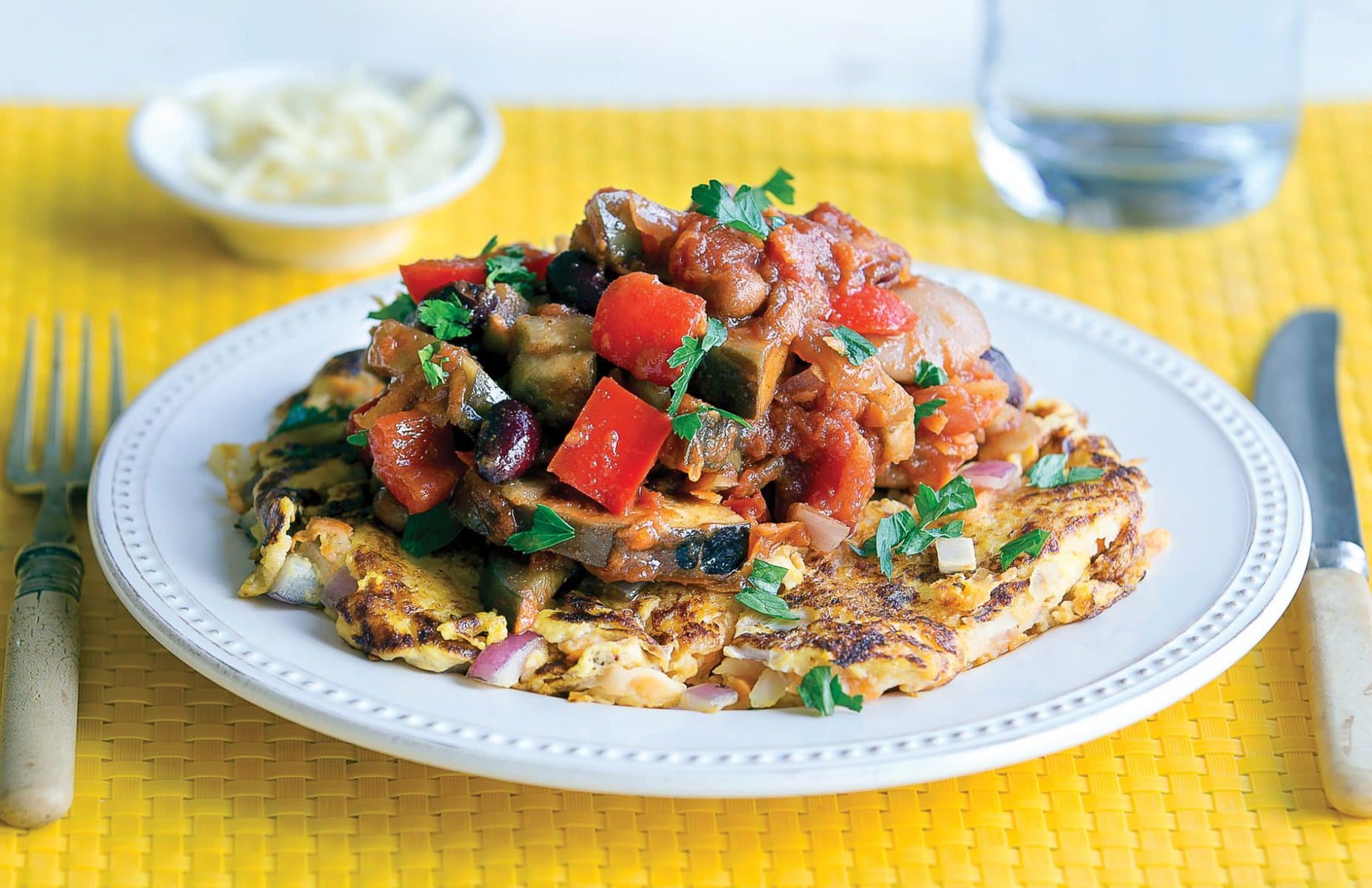 Kumara rosti with vegetarian beans