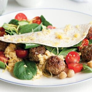 Lamb couscous meatball wraps