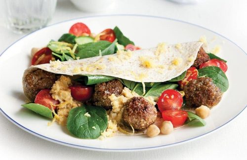 Lamb couscous meatball wraps Lamb couscous meatball wraps