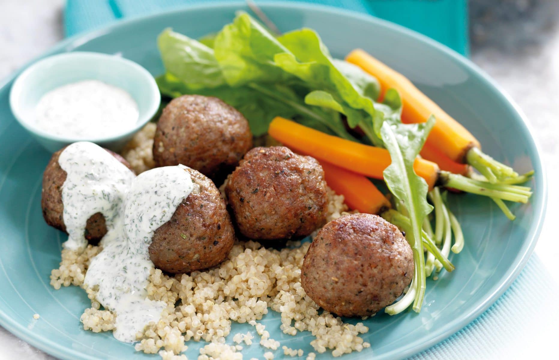 Lamb meatballs with spicy mint yoghurt