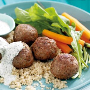 Lamb meatballs with spicy mint yoghurt