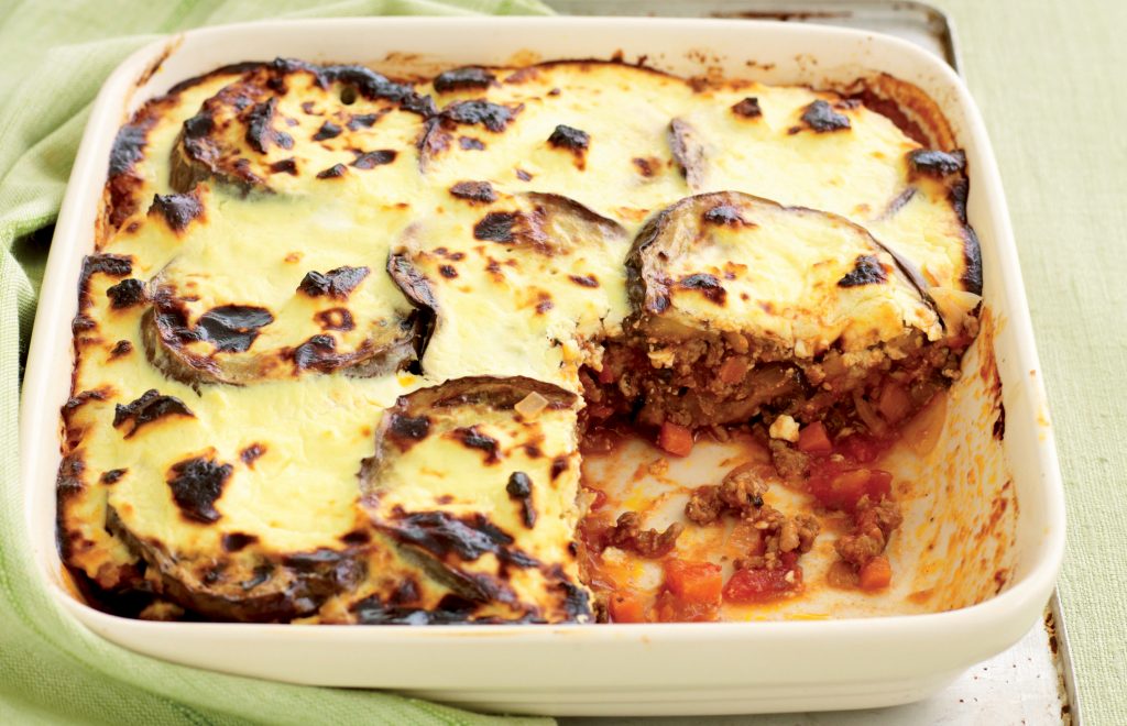 Lamb moussaka with yoghurt topping Lamb moussaka with yoghurt topping