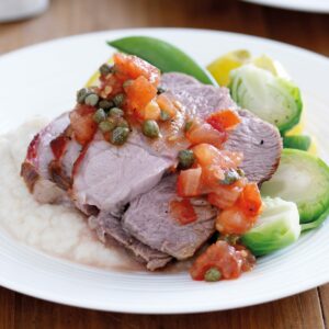 Lamb roast on cauliflower mash