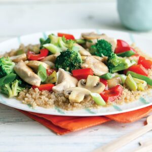 Lemon chicken with veges and quinoa
