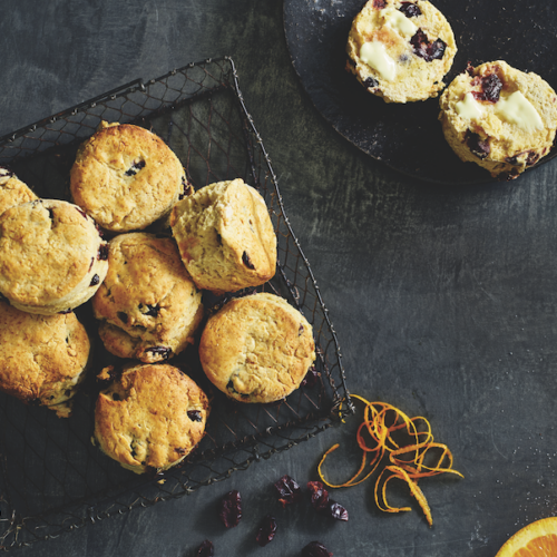 Low-FODMAP cranberry, cinnamon and orange scones