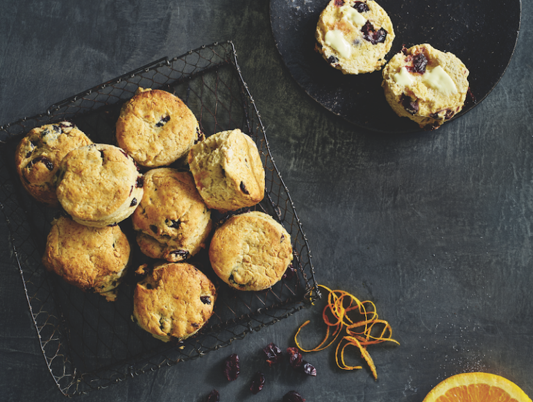 Low-FODMAP cranberry, cinnamon and orange scones