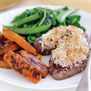 Macadamia lamb with orange chips