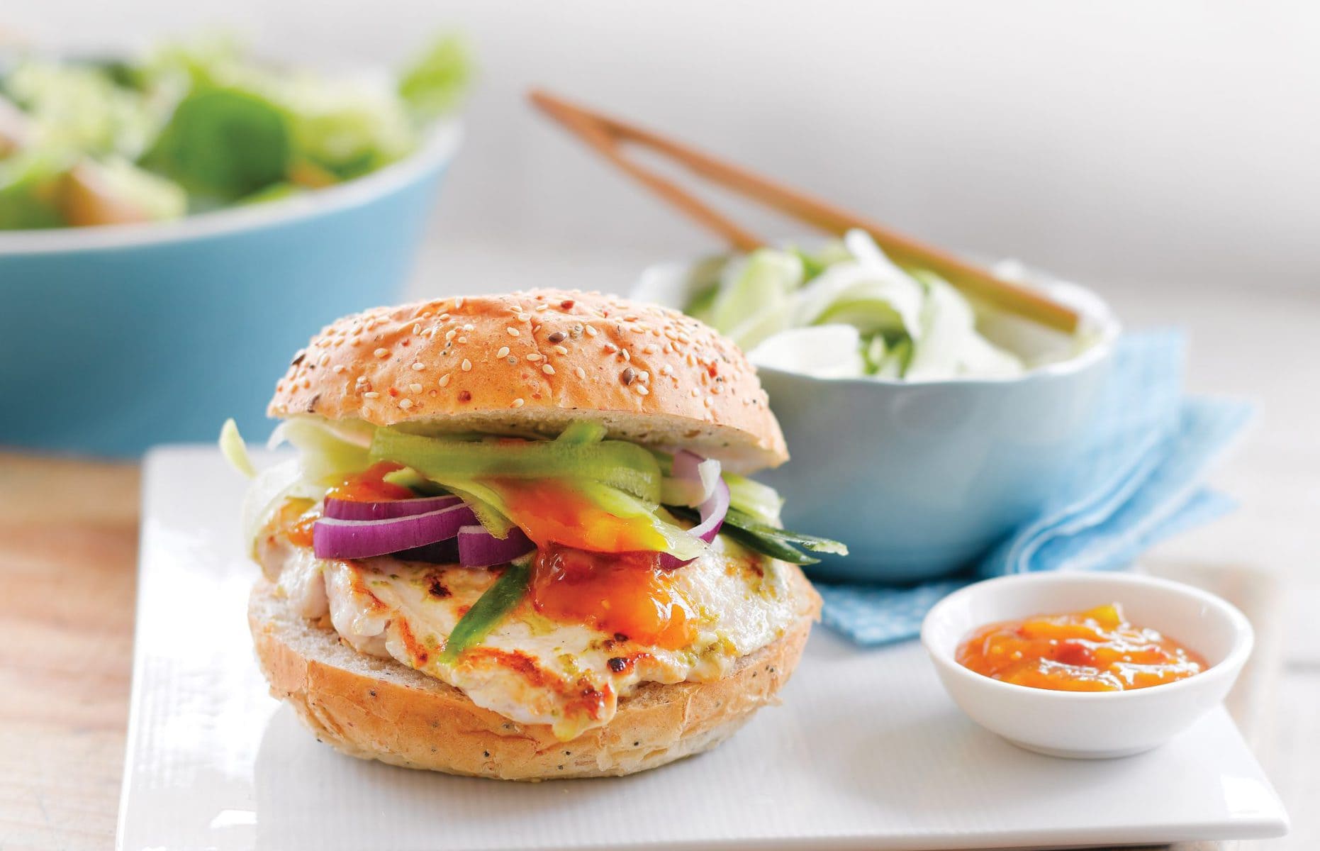 Mango chicken burgers