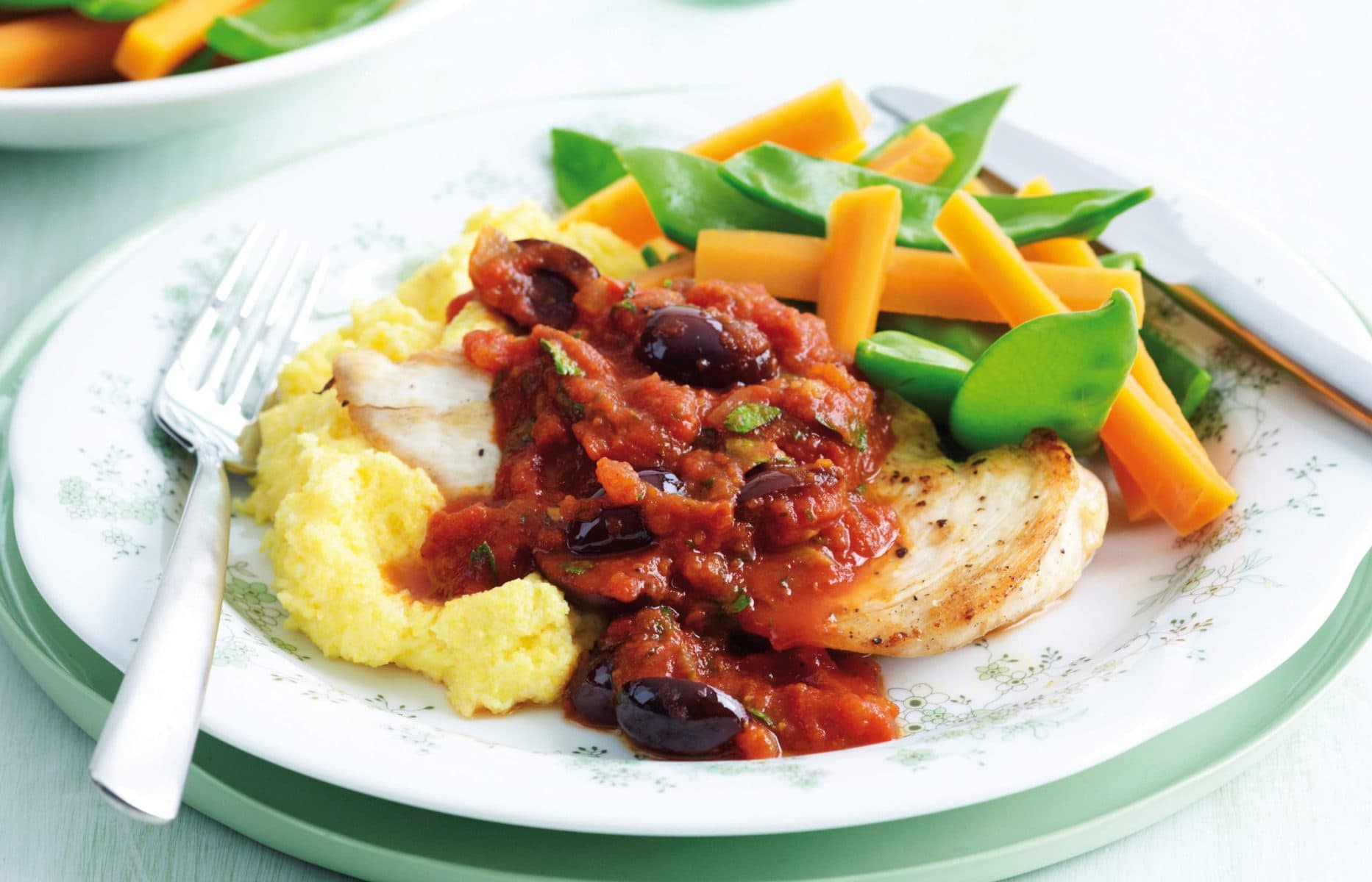 Mediterranean chicken with polenta