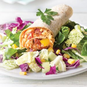 Mexican scrambled egg tortilla with salad